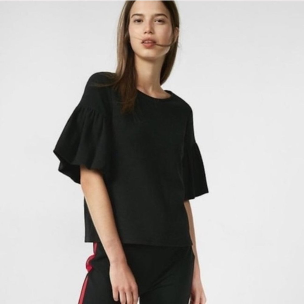 Express black ruffle sleeve top